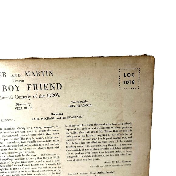 Vinyl Record Feuer and Martin The Boy Friend RCA Victor LOC-1018 1954 Musical - Picture 6 of 9
